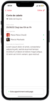 Ficha do compromisso no app